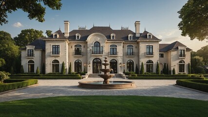 Fototapeta premium A grand European-style real estate with intricate stonework