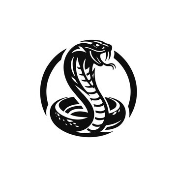 Snake cobra viper silhouette. engrave black icon on white background