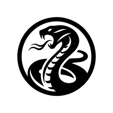 Snake cobra viper silhouette. engrave black icon on white background