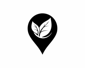 Creative Map Pin Location Icon or Logo Black Silhouette Vector Design