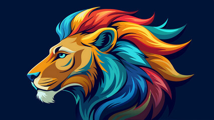 Fototapeta premium Colorful Lion Portrait, Artistic Lion Illustration, Vibrant Lion Mane, Modern Lion Design, Abstract Lion Head