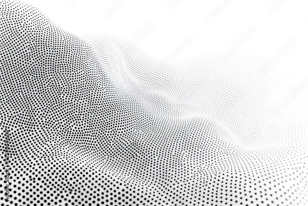 Poster abstract wave of dots minimalistic background gaussian blur black and white design