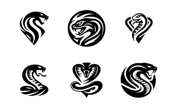 Snake cobra viper silhouette. engrave black icon on white background