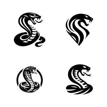 Snake cobra viper silhouette. engrave black icon on white background