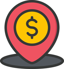 Bank Location Filled Line Icon