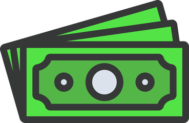 Money Bills Filled Line Icon
