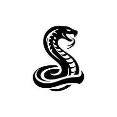 Fototapeta premium Snake cobra viper silhouette. engrave black icon on white background