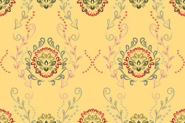 Motifs African boho paisley Floral Ikat pattern embroidery border. Ethnic ikat floral Ethnic Indian Pattern Ikat pattern Ethnic Pattern.Border indian floral Aztec embroidery border seamless patterns.