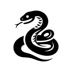 Fototapeta premium Snake cobra viper silhouette. engrave black icon on white background