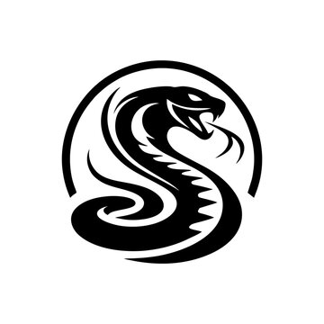 Snake cobra viper silhouette. engrave black icon on white background