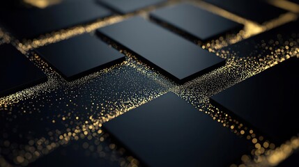 Abstract Dark Geometric Pattern With Gold Glitter