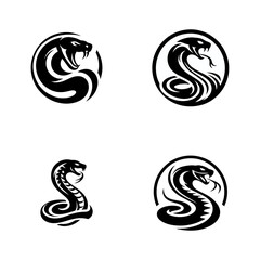 Fototapeta premium Snake cobra viper silhouette. engrave black icon on white background