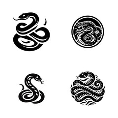 Fototapeta premium Snake cobra viper silhouette. engrave black icon on white background