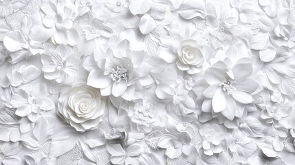 White paper flowers wall decor