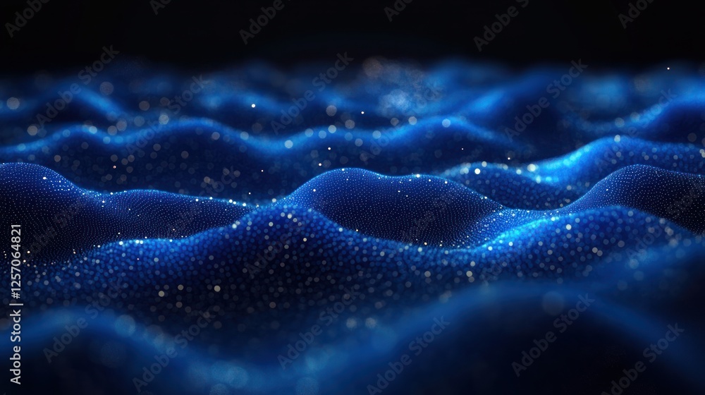 Poster digital ocean abstract blue particles 3d visualization data technology geometric background futurist