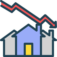 Real Estate Down Filled Line Icon