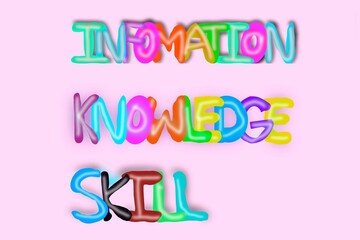 The text “INFORMATION KNOWLEDGE Skill” in bright and colorful typography, conveying creativity and modernity