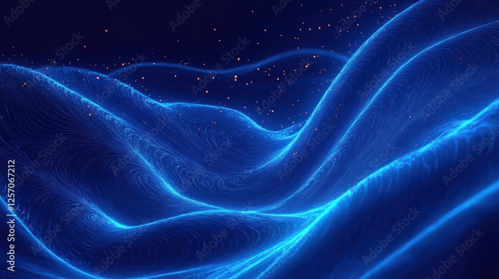 Poster futuristic neon blue wave patterns abstract background 3d dynamic composition