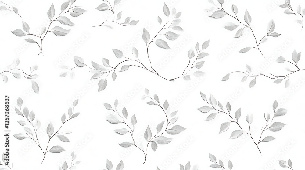 Aufkleber a soft and elegant leaf pattern on a textured white background for subtle decor