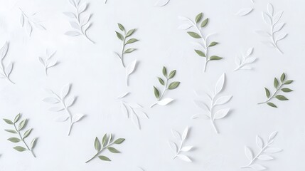 Fototapeta premium A Soft and Elegant Leaf Pattern on a Textured White Background for Subtle Decor
