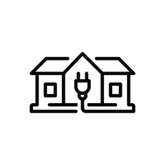 Black line icon for home charging