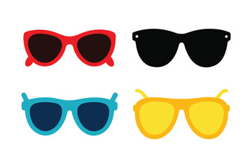 A set of colorful sunglass vector art illustration