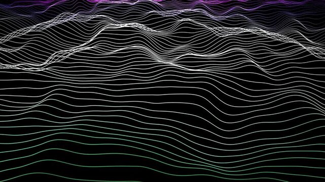 Abstract wavy lines pattern loop motion background.