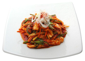 Ojingeo muchim, Spicy Korean Squid Salad with Vegetables
