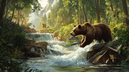 Grizzly's Grasp, A Bear's Feast in the Wilderness Cascade Encounter
