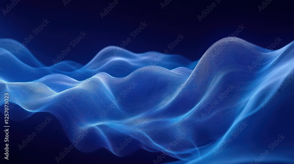Aufkleber dynamic blue wave patterns with ambient light in abstract digital art