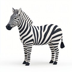Obraz premium Adorable Cartoon Zebra 3D Render White Background African Animal Wildlife Illustration Digital Art