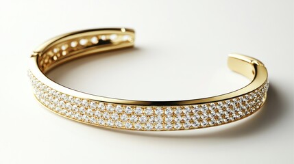 Gold diamond bracelet, white background, luxury jewelry
