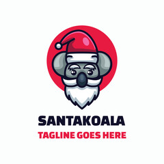 Santa Koala Simple Mascot Logo