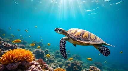Fototapeta premium sea turtle swimming