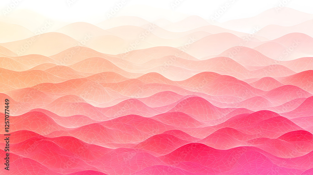 Aufkleber soft pink waves flowing harmoniously across a smooth gradient background in a serene artistic style.