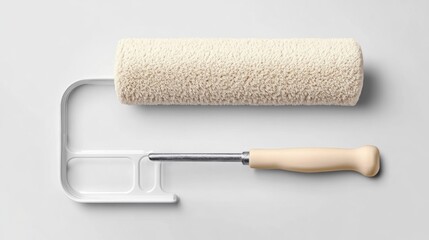 Naklejka premium Paint Roller and Tool Holder on Gray Background. Possible use Stock photo for home improvement websites, DIY projects, paint supplies