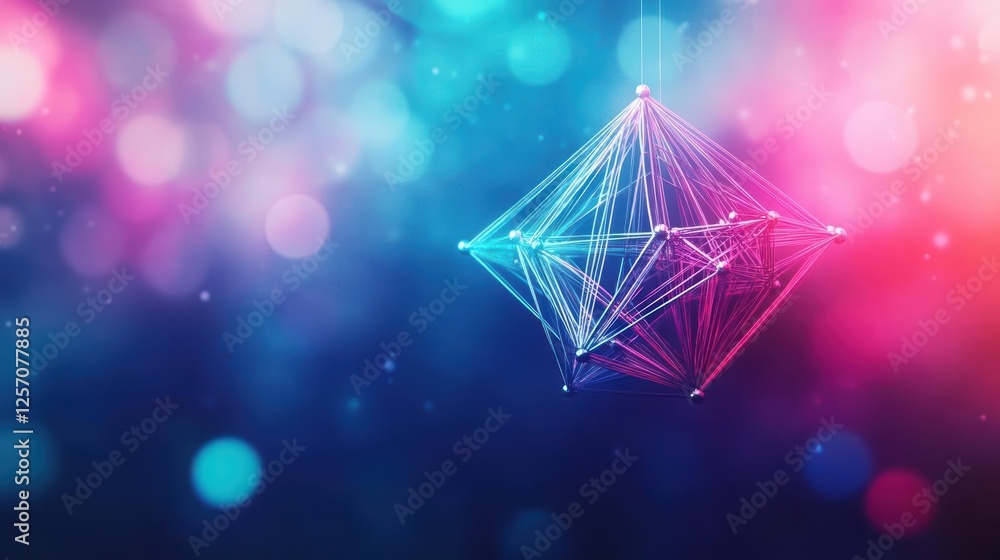 Aufkleber geometric shape on pink and blue background with abstract design elements and colorful patterns