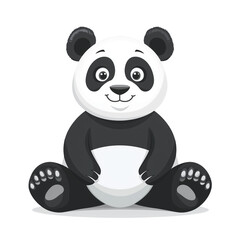 adorable sitting panda isolated on transparent white background, png.