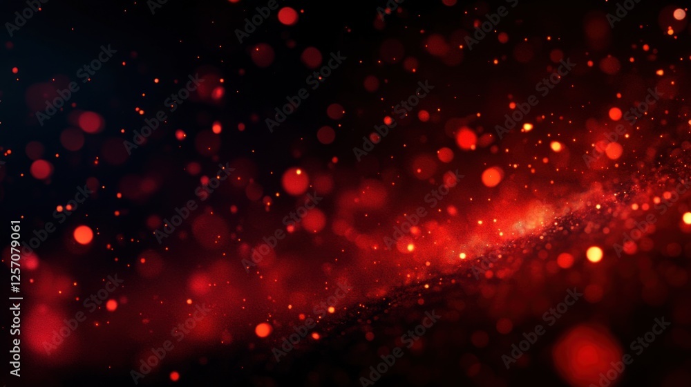 Poster abstract art with red bokeh lights and dynamic composition on black background