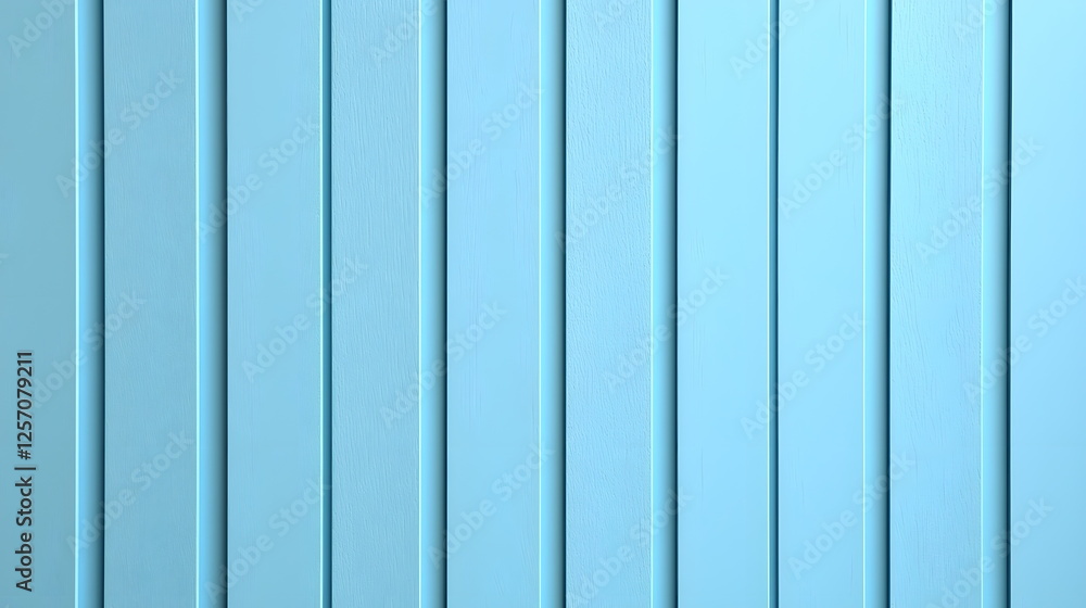 Aufkleber blue wooden wall with vertical slats arranged in an even pattern creating a minima design aesthetic.