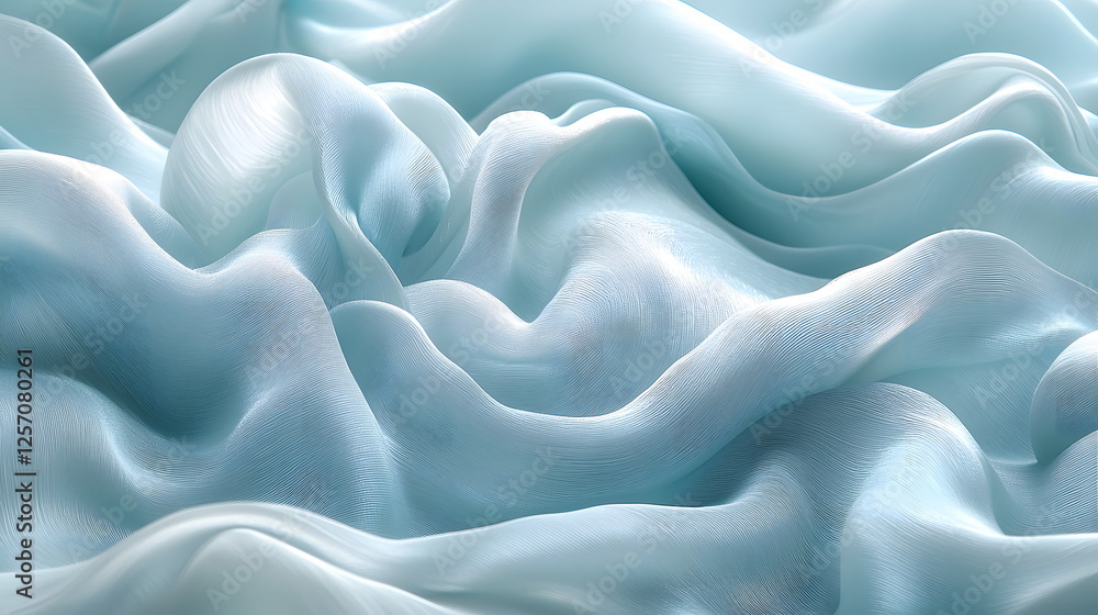 Poster soft, flowing light blue fabric with gentle waves and luxurious texture creating an elegant visual e