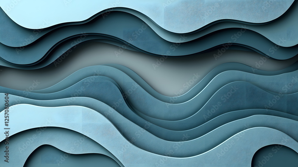 Poster Wavy abstract textured background with layered shades of blue and gray creating a fluid design effect.