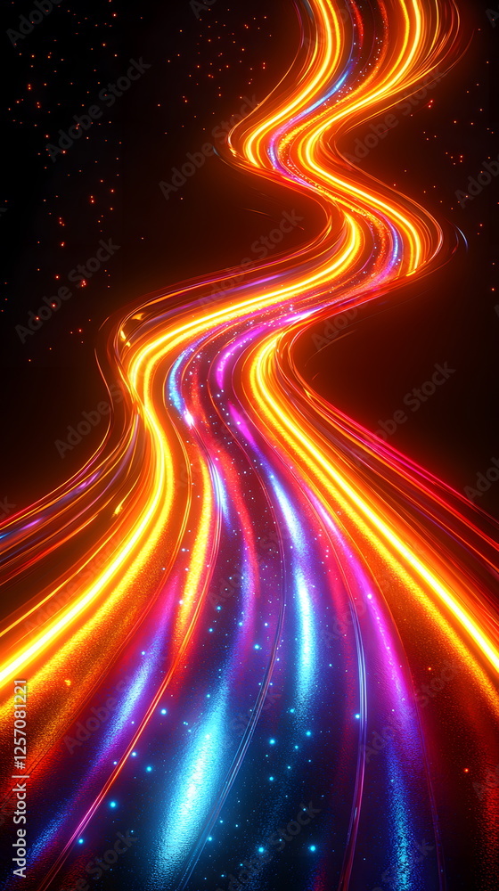 Aufkleber vibrant swirling colorful lights creating a mesmerizing pattern against a dark background in motion.