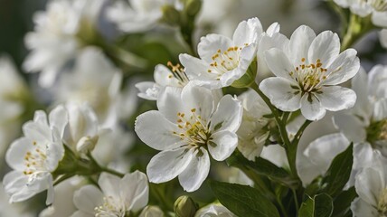 Obraz premium Closeup View Of Blooming White Flowers