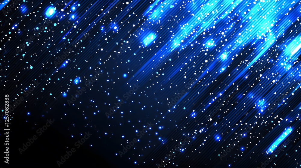 Poster radiant blue particles falling through a dark space creating a mesmerizing cosmic effect shimmering 