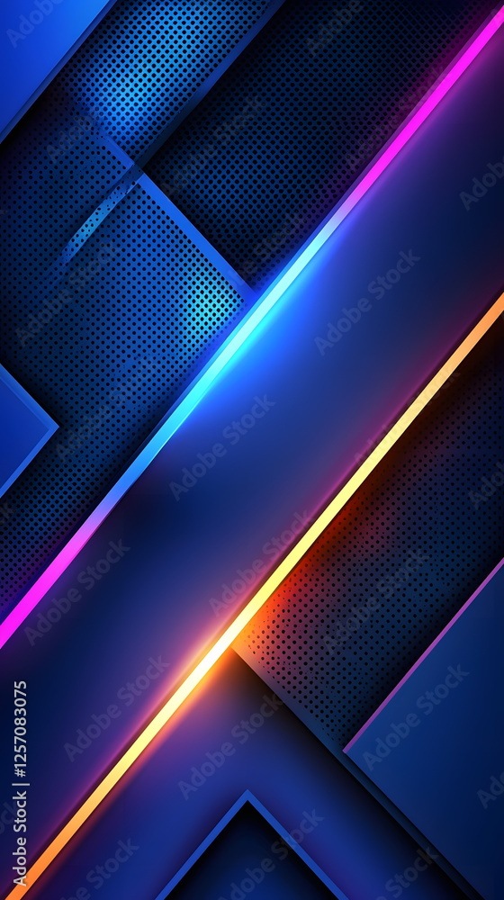 Poster vibrant blue and purple abstract background with diagonal lines and glowing elements in a modern des