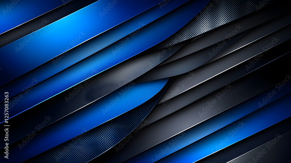 Aufkleber blue and black abstract background with layered curves and textures creating a modern design.