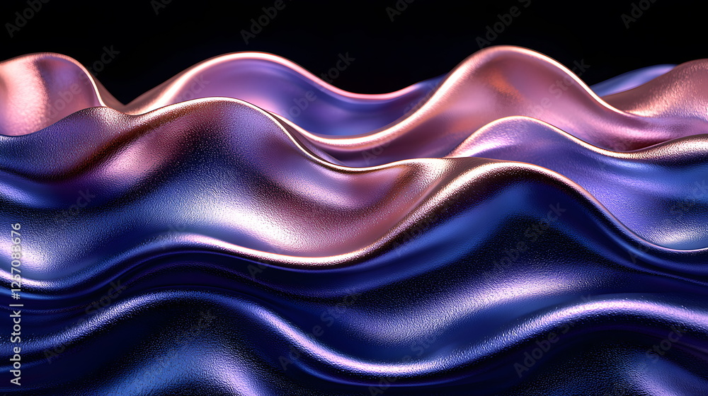 Aufkleber shimmering colored waves with a smooth surface and glossy finish in a dark background setting.