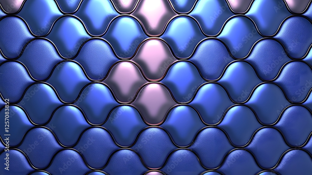 Poster vibrant blue and pink wavy abstract pattern with glossy texture and three-dimensional appearance.