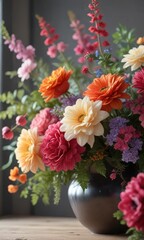 Obraz premium Muted floral arrangement in a shallow depth of field , organic shapes , abstract flowers